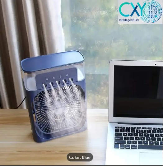Portable 5-Hole Water-Cooled USB Desk Fan with 3 Speeds, 7H Timer & LED Light