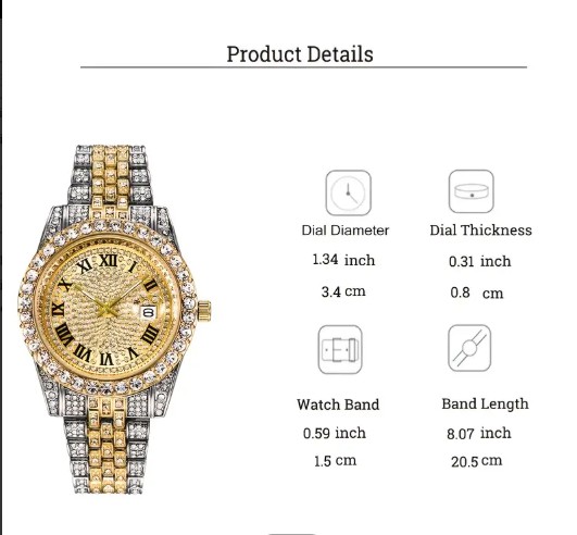 Rhinestone-Encrusted Roman Numeral Watch