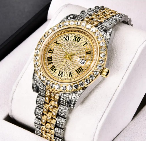 Rhinestone-Encrusted Roman Numeral Watch