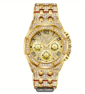 Luxury Golden-Tone Women's Rhinestone Watch