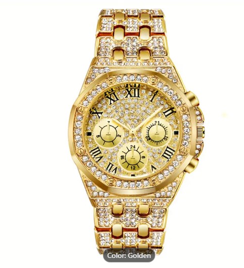 Luxury Golden-Tone Women's Rhinestone Watch