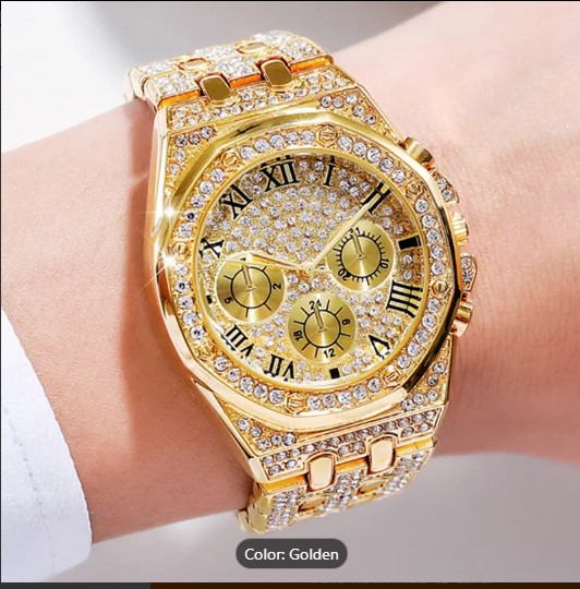 Luxury Golden-Tone Women's Rhinestone Watch