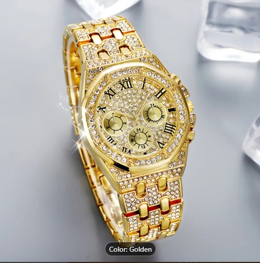 Luxury Golden-Tone Women's Rhinestone Watch