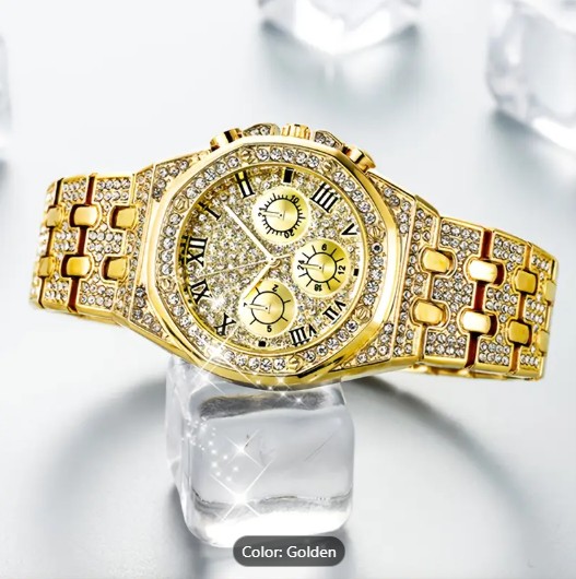Luxury Golden-Tone Women's Rhinestone Watch
